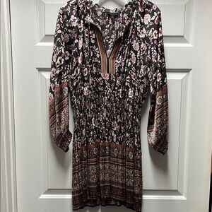 Current Air Los Angeles floral silky v neck Bohemian Dress S maybe petite